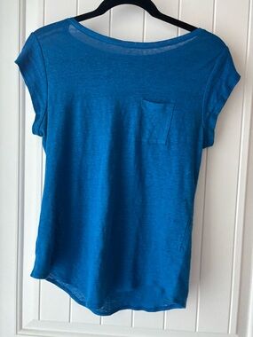 LOFT Women's Teal-Blue Pocket Short Sleeve Tee XS